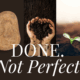 Stone, soil in cupped hands, and a sprout — symbolizing letting go of perfection and creating space for hope to grow.