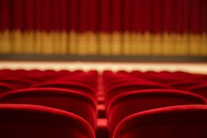 empty stadium seats, red