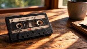 vintage cassette tape on wood table