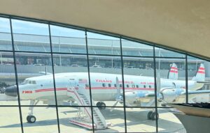 TWA hotel with plane in background